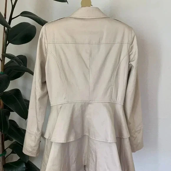 Maison Jules Oxford Preppy Pea Coat Small Double Breasted Peplum Trench jacket - Picture 2 of 10